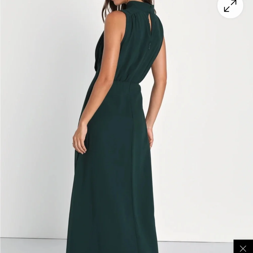 Lulu's Emerald Green Chiffon Sleeveless Mock NeckMaxi Dress - Picture 2 of 10